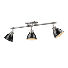  3602-3SF PW-BK - Duncan 3 Light Semi-Flush - Track Light in Pewter with Black Shades